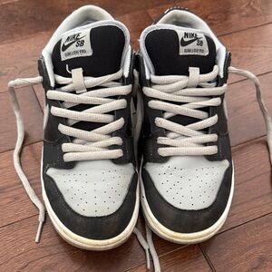 Boys Nike SB Dunk Low Pro Black and White Sneakers